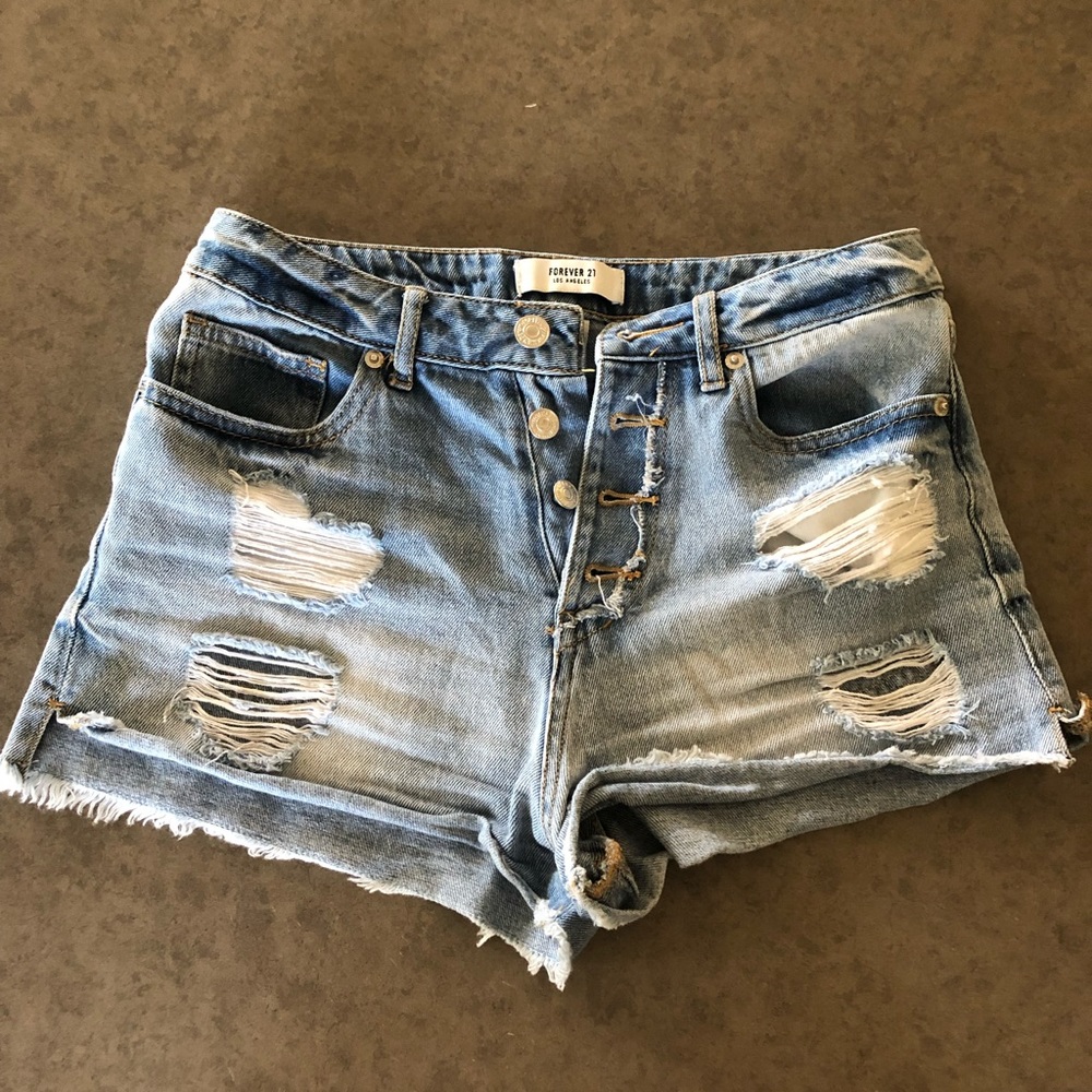 Jean high waisted distressed shorts